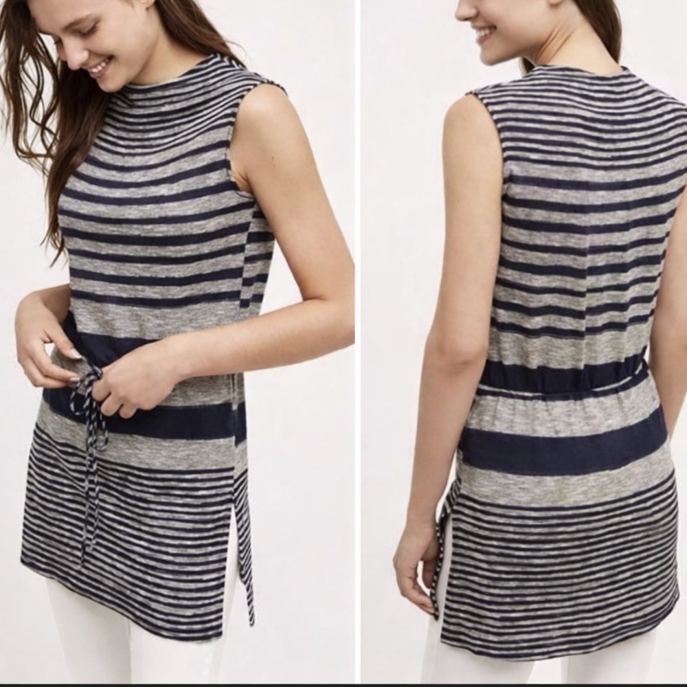 Anthropologie Dolan Left Coast Navy and White Striped tunic Top
